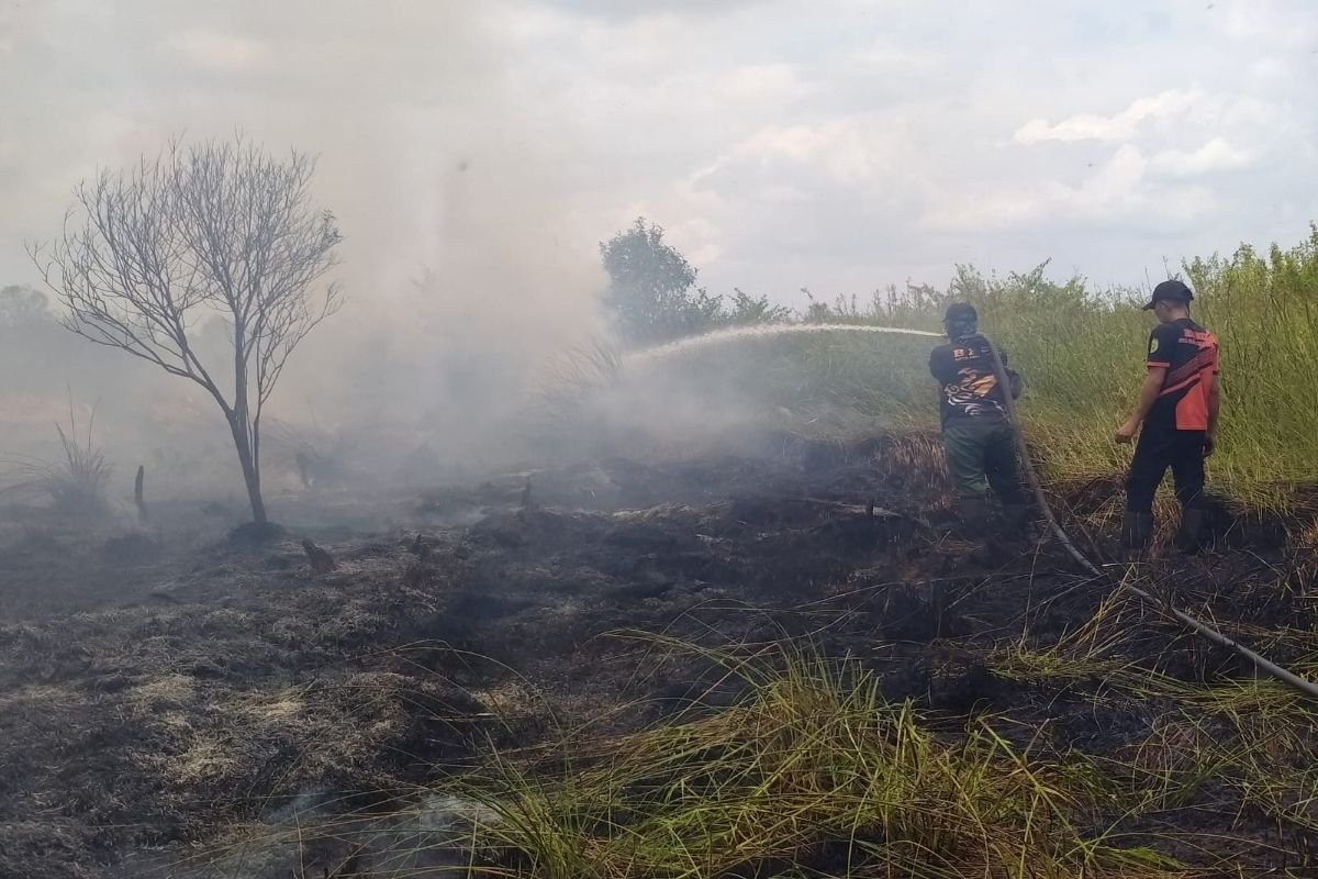 proses pemadaman kebakaran hutan dan lahan di Palangka Raya